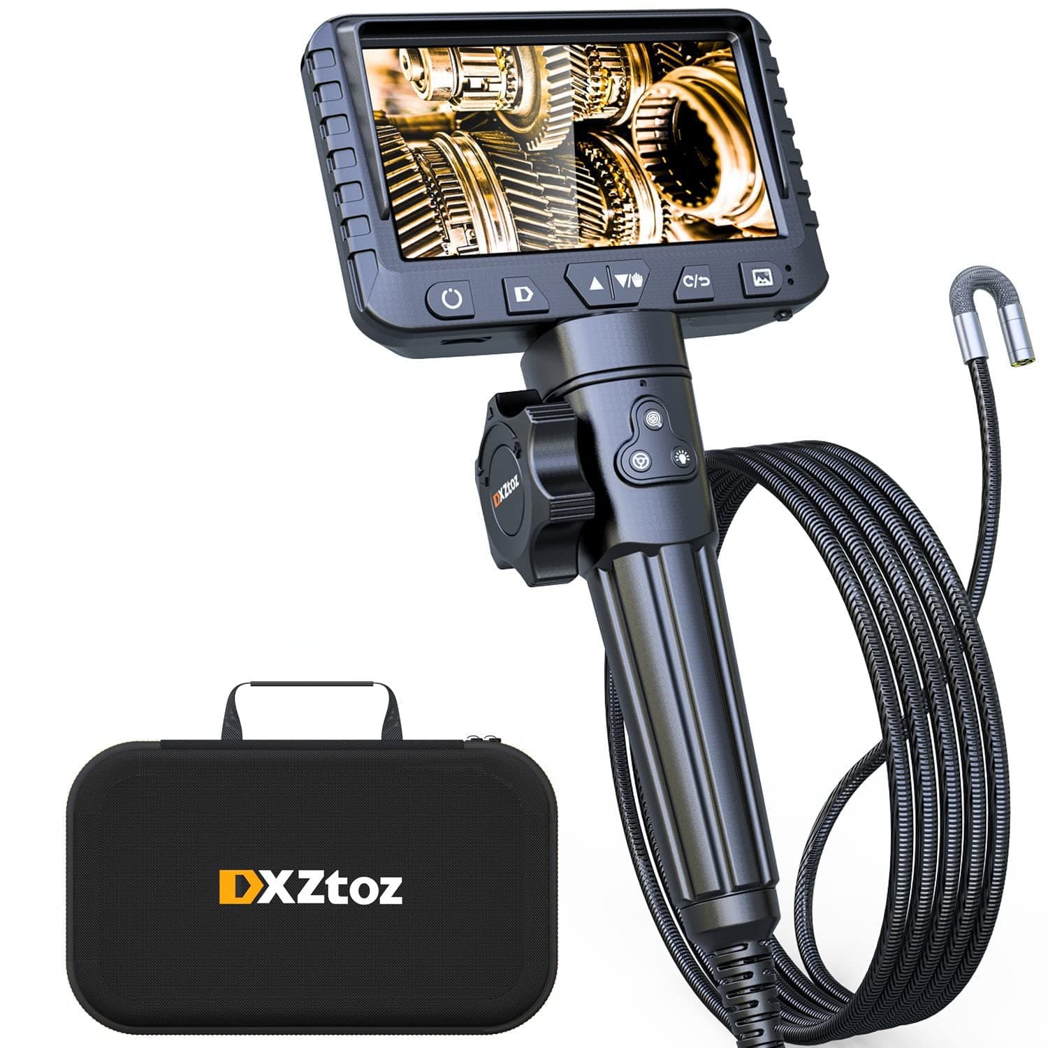 DXZtoz AGC430N Boroscopio articulado bidireccional clásico con luz, cámara de inspección de endoscopio industrial 1080P con sonda articulada flexible para mecánico de motores automotrices HVAC - 5.5 pies