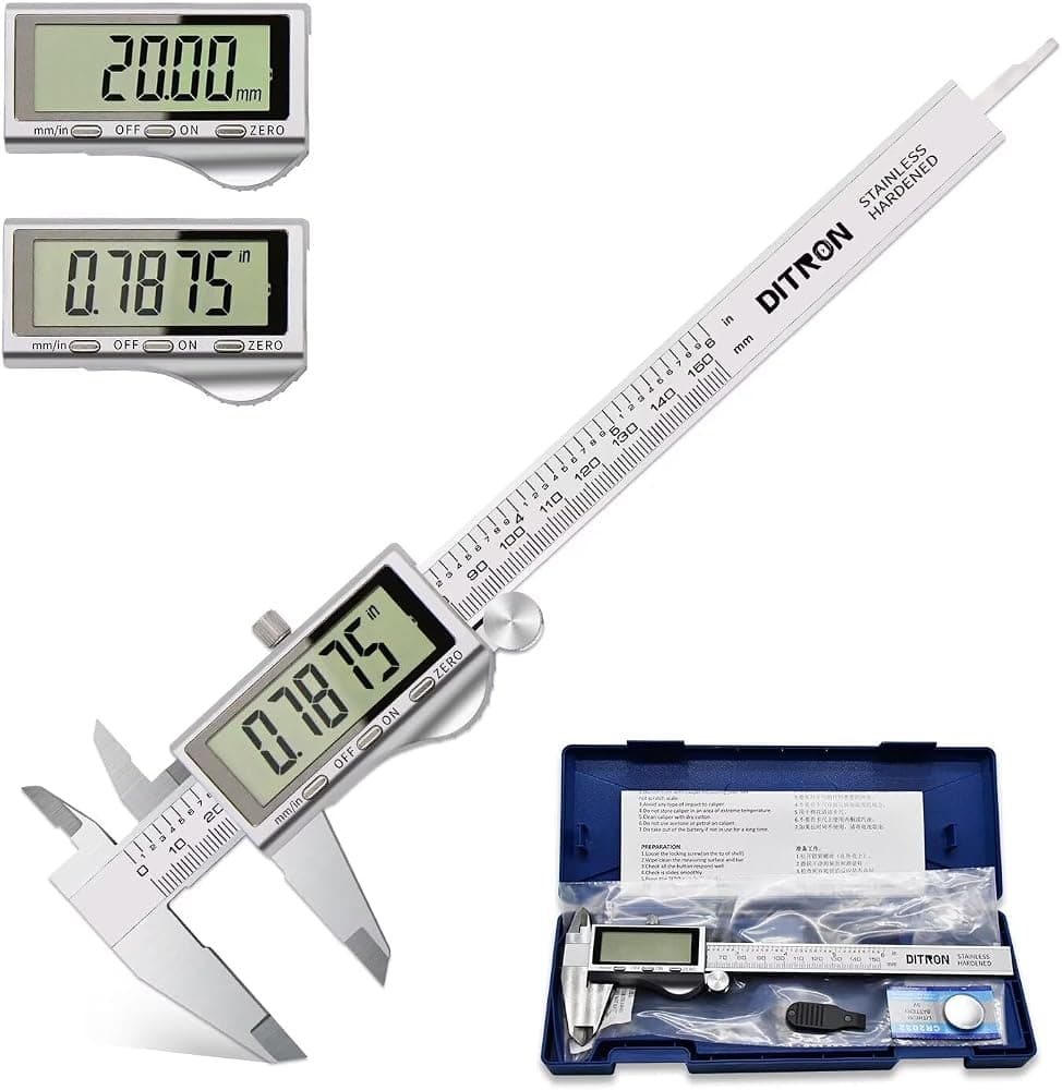 Calibrador digital, herramienta de medición de calibradores Vernier, calibradores digitales electrónicos de acero inoxidable con pantalla LCD grande, 6 pulgadas/150 mm, apagado automático, conversión pulgadas/mm