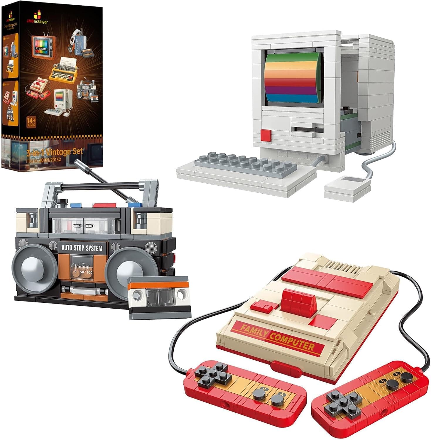 JMBricklayer Juegos de construcción vintage para adultos 20132, consola de juegos retro, radio de computadora, modelo coleccionable para construir, regalos nostálgicos de los años 80 para amantes y jugadores retro, elementos de decoración vintage únicos (552 piezas)