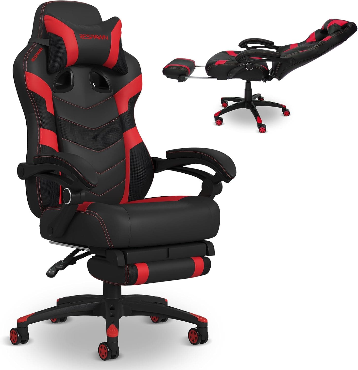 Respawn 110 Pro Ergonomic Gaming Chair with Footrest and Recline | Ergonomic office chair comfort with footrest, lumbar support & 155° recline for work, gaming and relaxing.