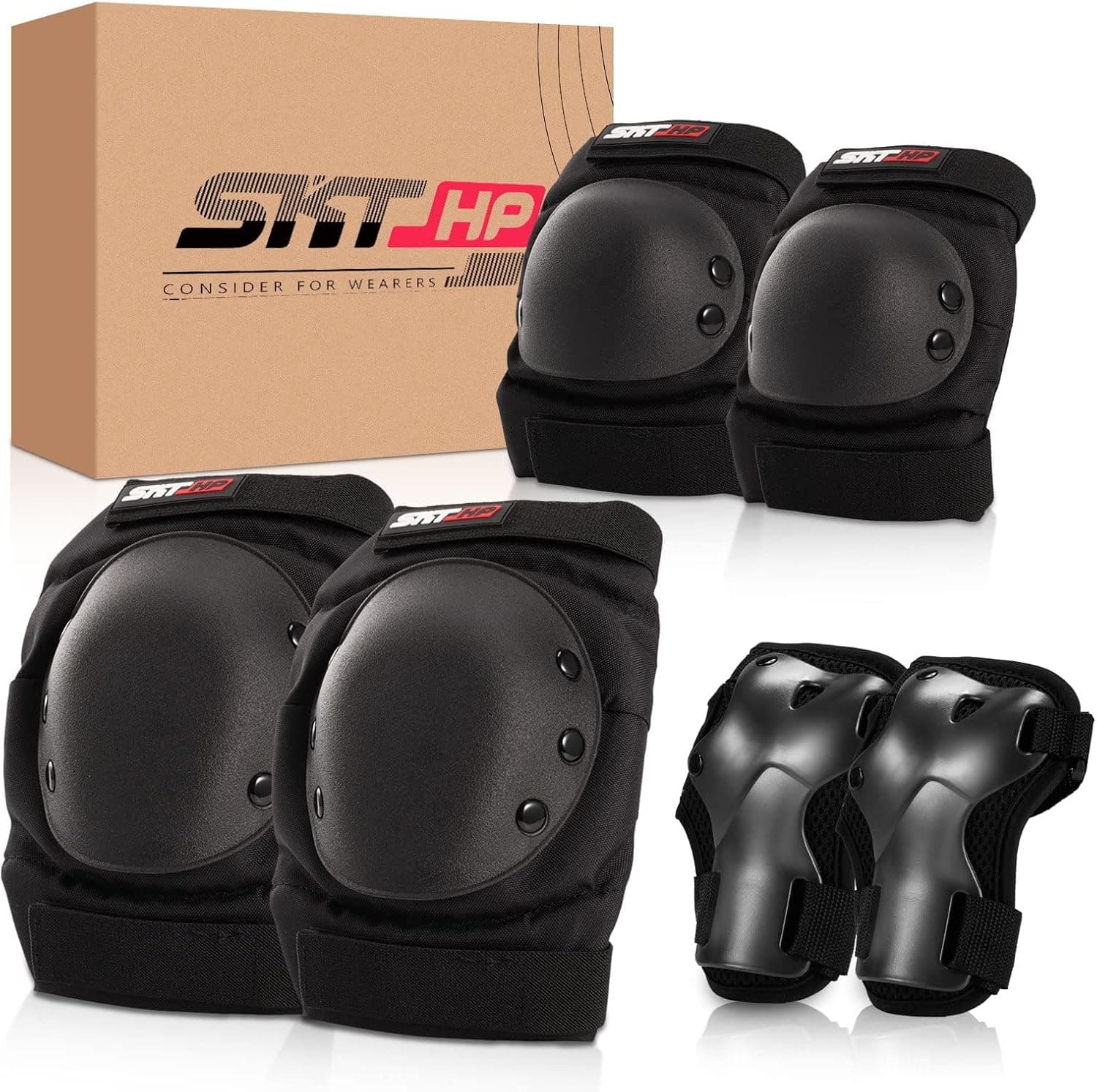 SKT HP Equipo de protección para Adultos, Rodilleras, Coderas, muñequeras para Patinaje en línea, Ciclismo, Skateboarding