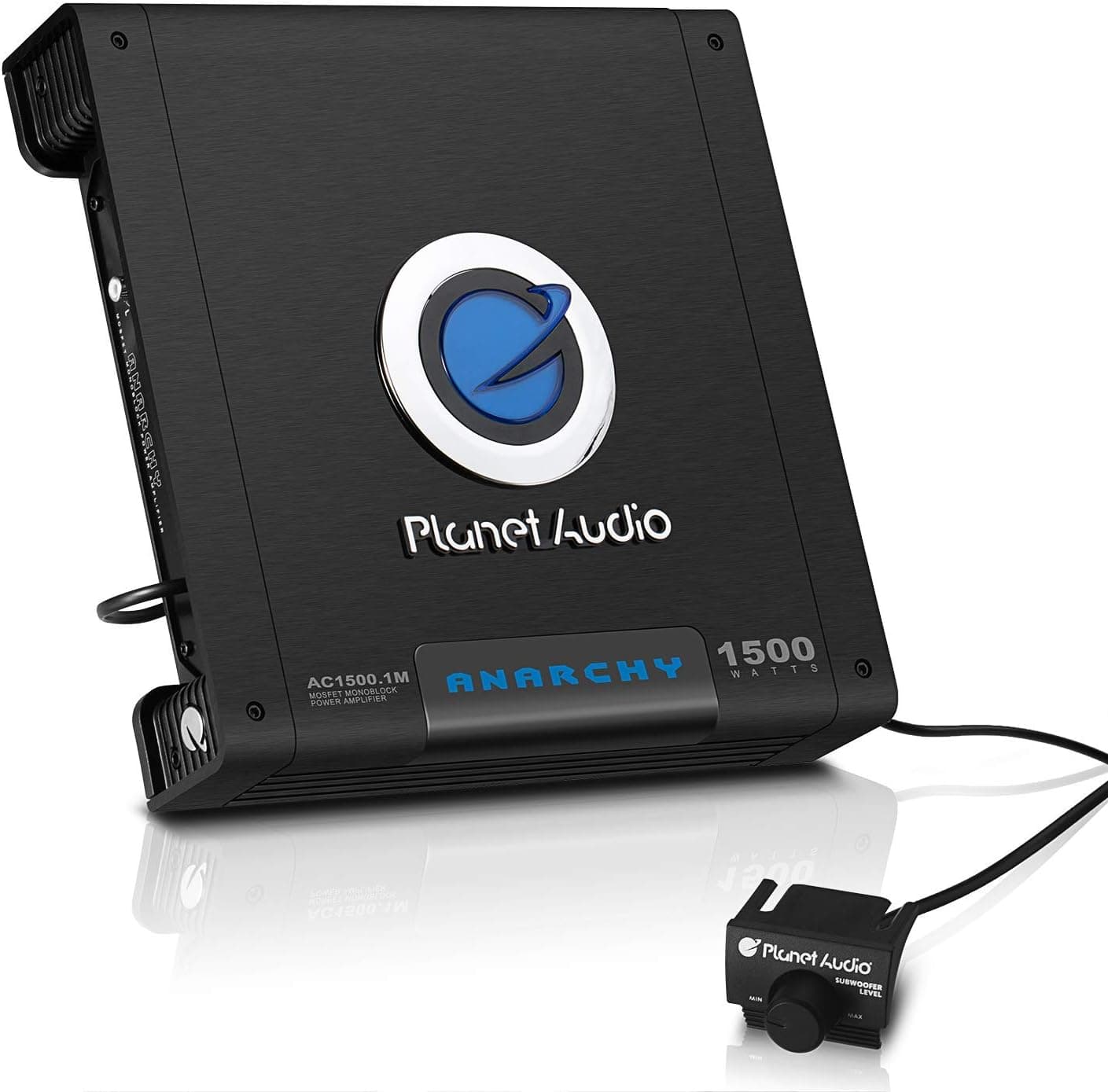 Planet Audio AC1500.1M Amplificador monobloque para automóvil - 1500 vatios de potencia máxima, 2/4 ohmios estable, clase A/B, fuente de alimentación Mosfet, control remoto de subwoofer
