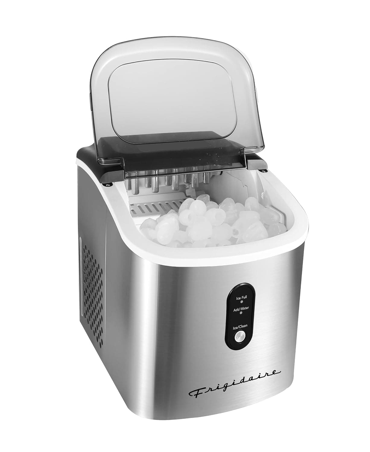 Frigidaire EFIC103-AMZ-SC Máquina para hacer encimera con cubo de hielo de gran tamaño, acero inoxidable, función de autolimpieza, resistente, inoxidable