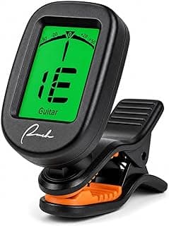 Afinador con clip para guitarra, bajo, ukelele, violín, banjo - cromático | Inmunidad al ruido basada en vibraciones, pantalla giratoria de 360°, multiinstrumento para guitarra acústica/eléctrica, bajo, ukelele, violín