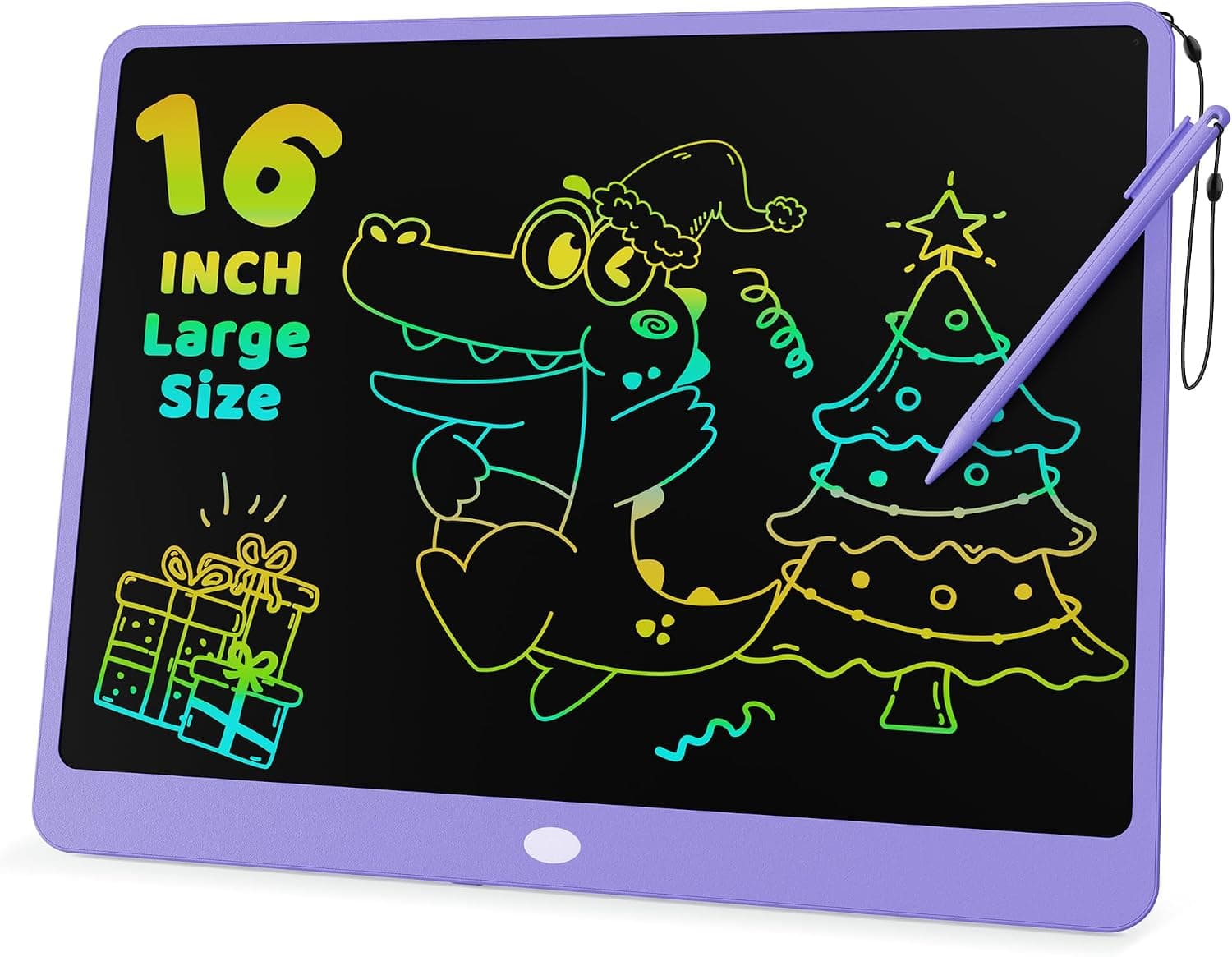 KOKODI Tableta de escritura LCD para niños de 16 pulgadas, tablero colorido para garabatos, tableta de dibujo electrónica, almohadilla de dibujo para niños, juguetes educativos y de aprendizaje para niños, regalos para niños y niñas de 3, 4, 5, 6, 7, 8 años