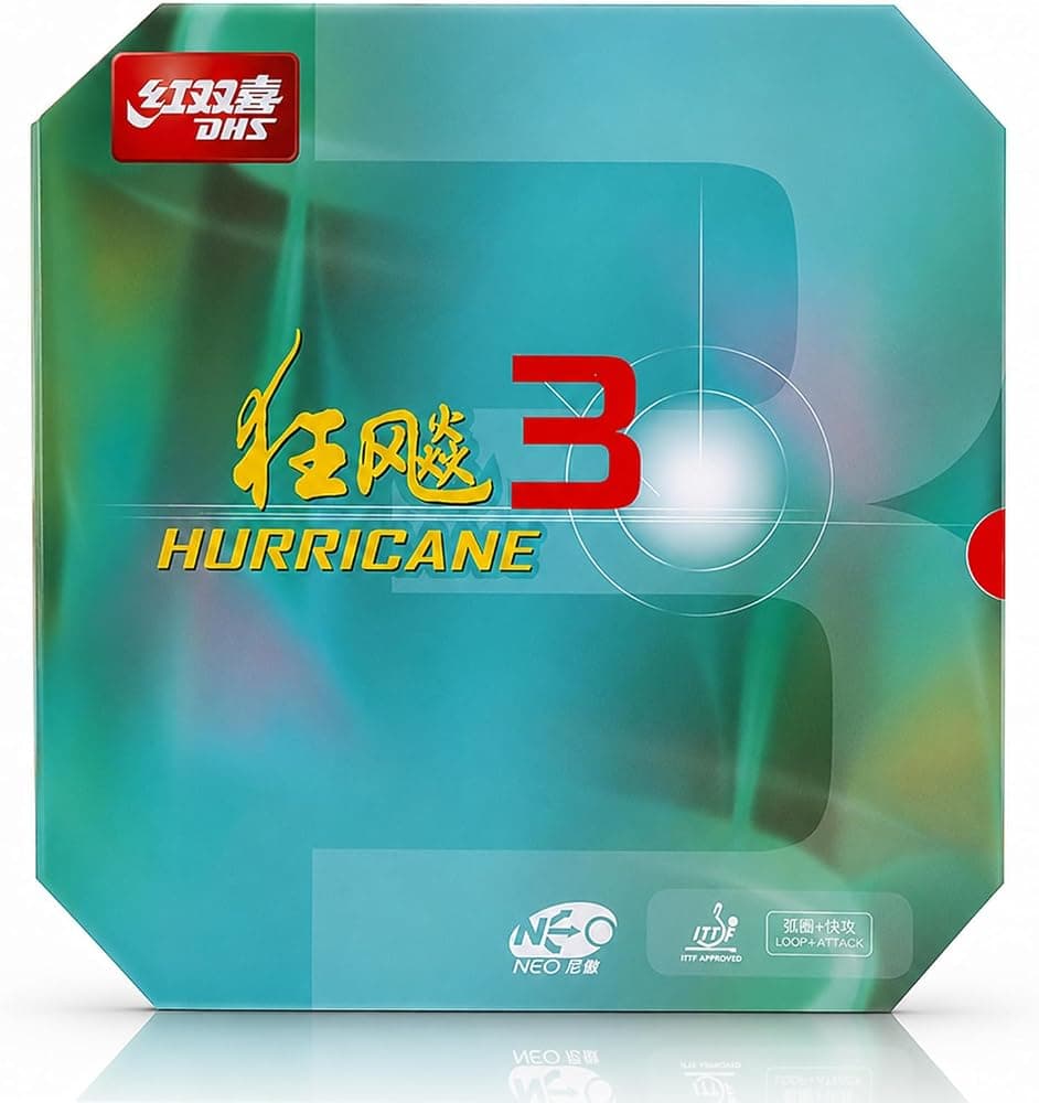 DHS Hurricane 3-NEO Hoja de Goma para Tenis de Mesa, Goma de Ping Pong Profesional, Material plástico, 7,2 x 6,93 Pulgadas