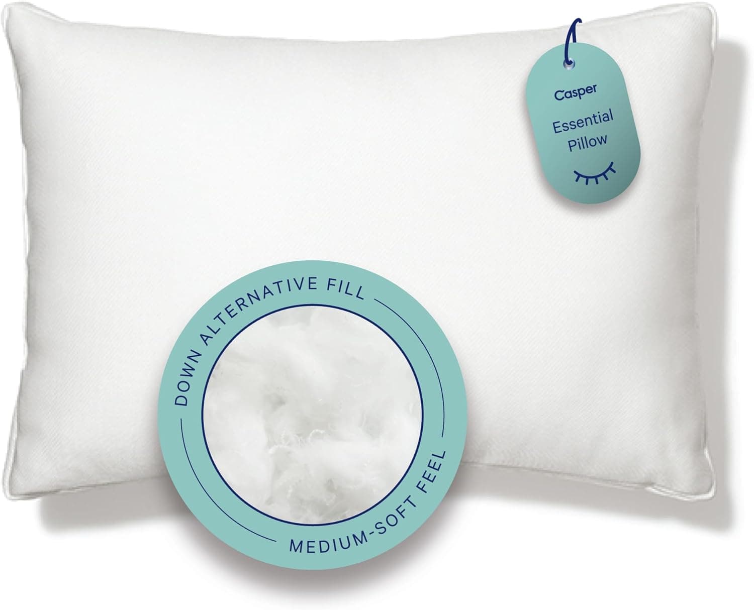 Almohada esencial para dormir Casper, tamaño king: tacto medio suave, relleno alternativo de plumón, admite durmientes laterales, de espalda y de estómago