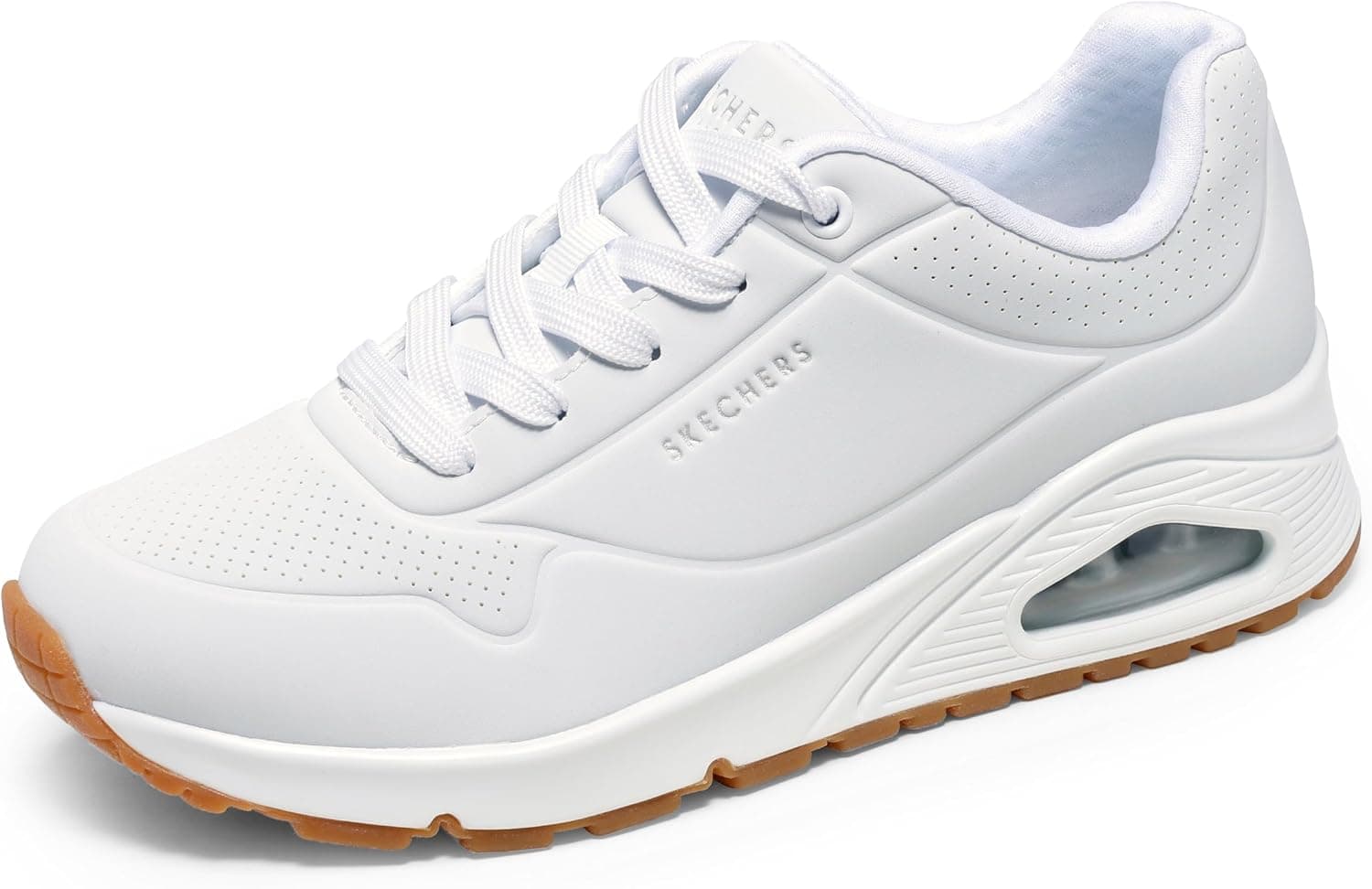 Zapatillas Skechers UNO Stand on Air para mujer | Zapatilla casual, plantilla de espuma viscoelástica refrigerada por aire, amortiguación visible Skech-Air, cordones, ajuste de cuña con tacón oculto de 1 pulgada