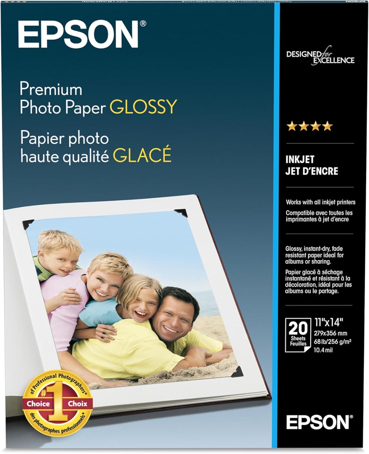 Epson Premium Papel Fotográfico Brillo 11x14 20 hojas S041466