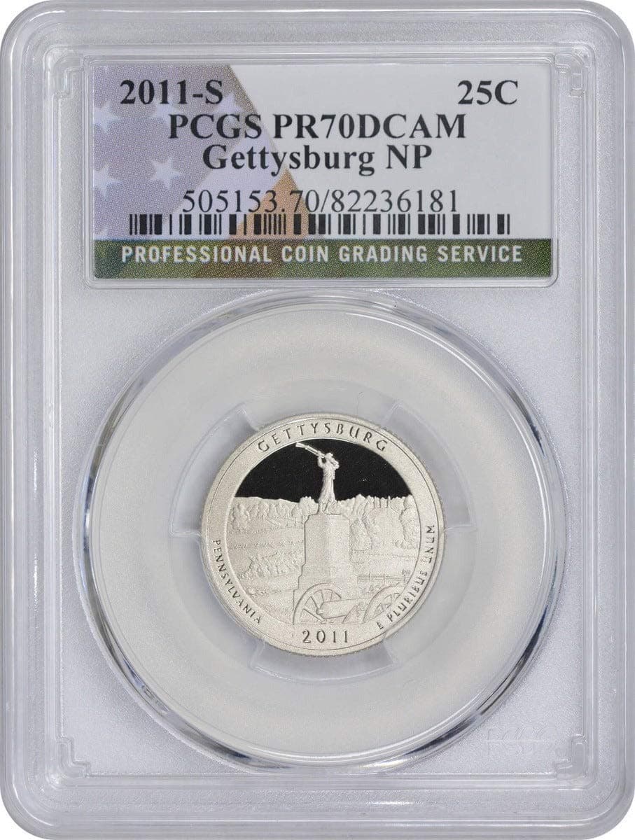 2011 S Gettysburg, Clad America the Beautiful National Park Quarter PR70DCAM PCGS