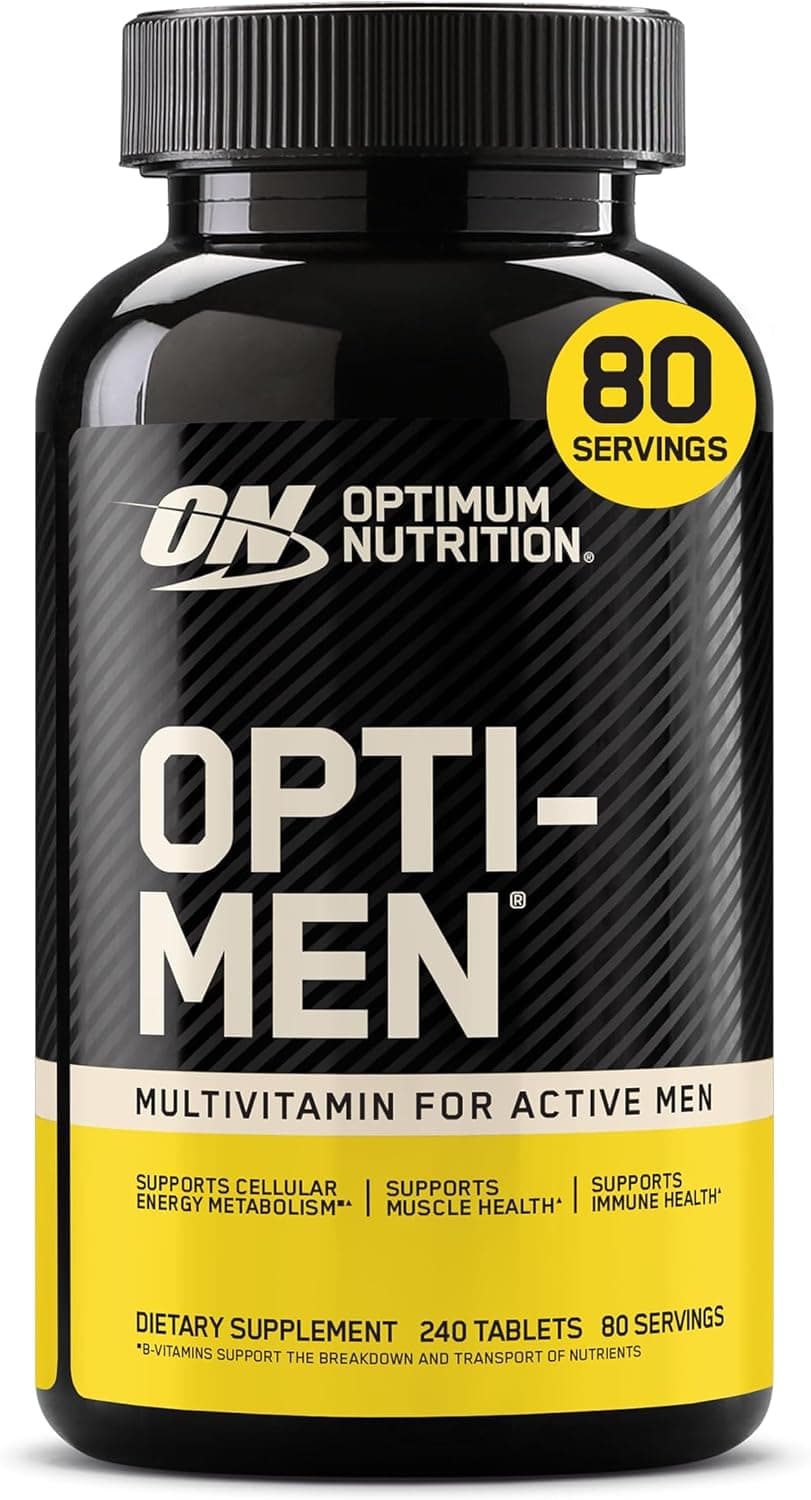 Optimum Nutrition Opti-Men, vitamina C, zinc y vitamina D, E, B12 para apoyo inmunológico Suplemento multivitamínico diario para hombres, 240 unidades (el embalaje puede variar) (paquete de 12)