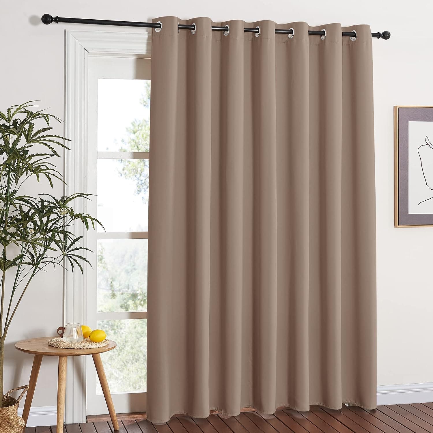 NICETOWN Persianas opacas para puerta de patio – Cortinas opacas aisladas para puerta corredera, cortina extra ancha para villa/pasillo/salón (100 pulgadas de ancho x 84 pulgadas de largo, capuchino)
