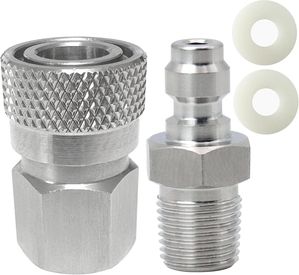 Conector hembra NPT de 1/8 y juego de desconexión rápida con conector macho de 8 mm, juego de línea remota macho y hembra de acero inoxidable para herramienta de pistola de aire PCP Foster Paintball Airsoft