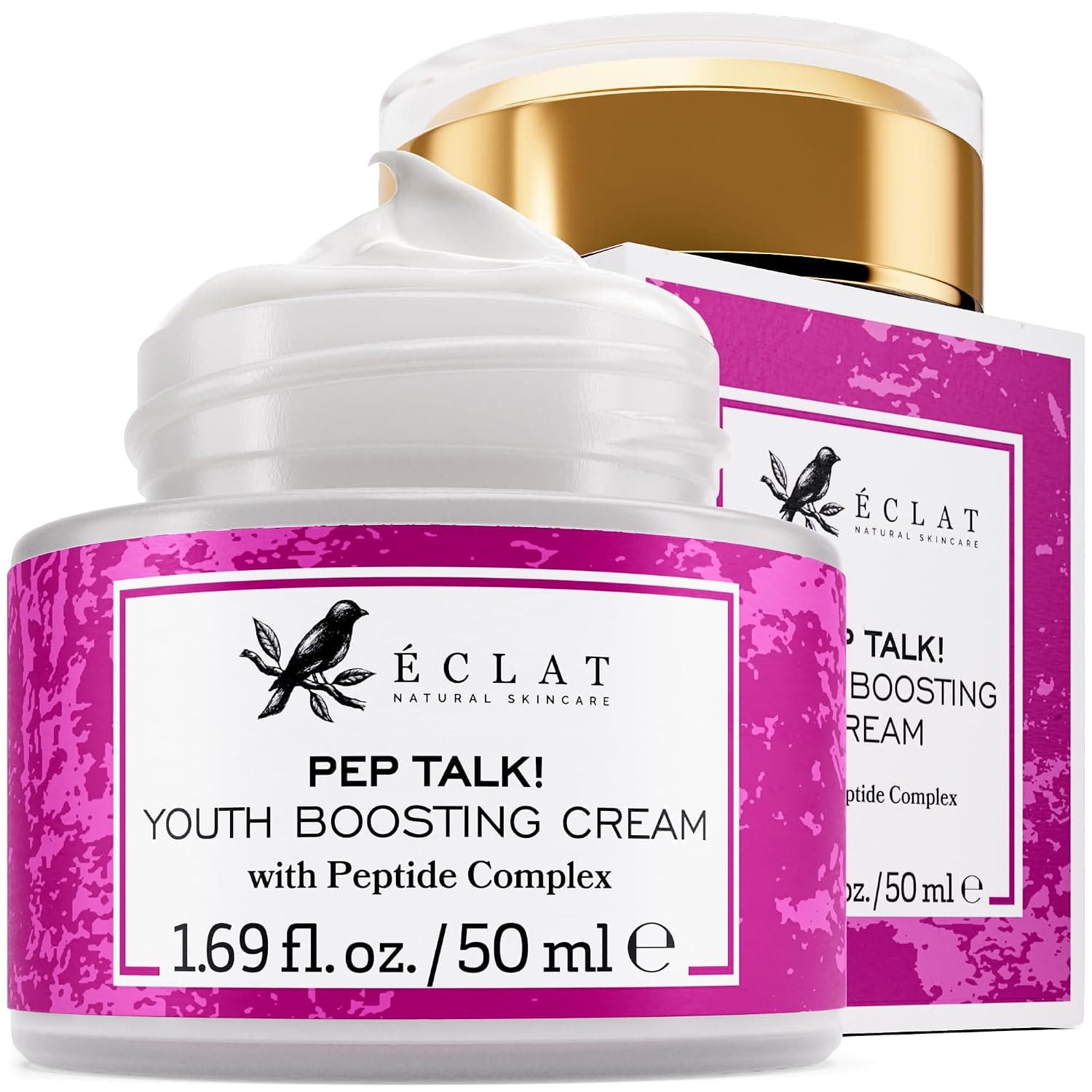 Eclat Skincare Crema facial antienvejecimiento - Hidratante facial con péptidos de colágeno, ácido hialurónico y vitaminas C+E - Mejora las líneas finas y las arrugas - Crema de día para mujeres antienvejecimiento 50 ml