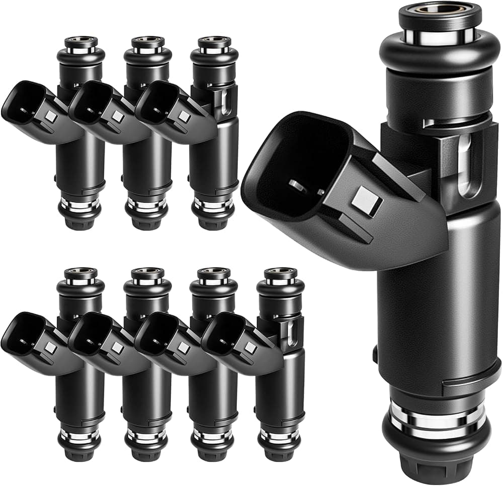 Mejora de 4 orificios 12580426 Inyectores de combustible FLEXIBLES aptos para Chevy: Tahoe Suburban Avalanche Express Silverado 1500,para GMC: Yukon (& XL) Savana Sierra 1500, 2002-2007,5.3L,OEM # 12580426 (8 piezas)