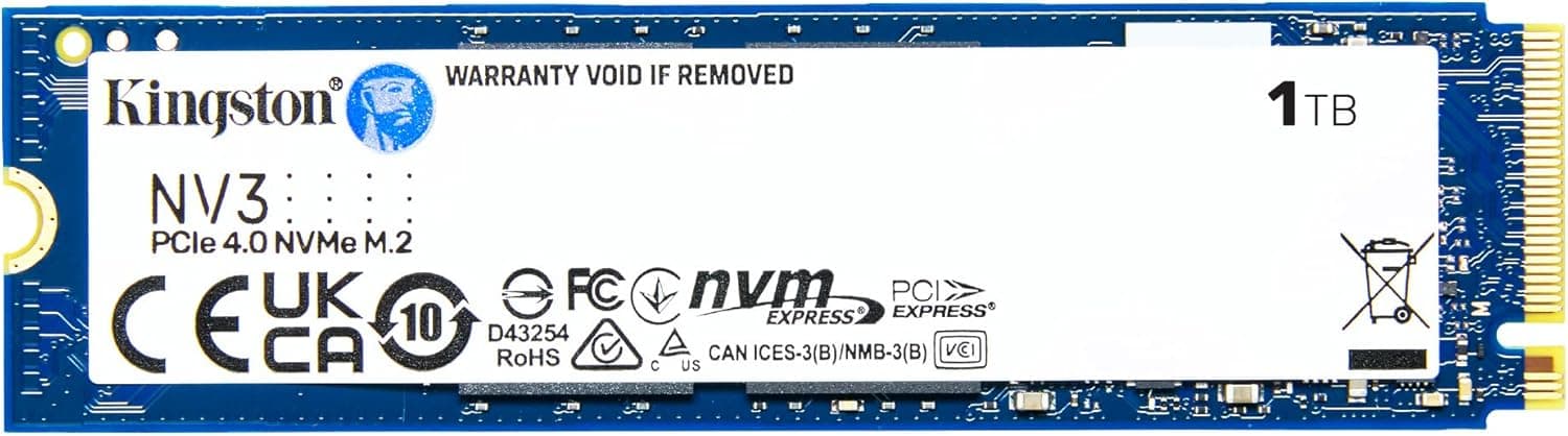 SSD Kingston NV3 1TB M.2 2280 NVMe | PCIe 4.0 Gen 4x4 | Hasta 6000 MB/s | SNV3S/1000G