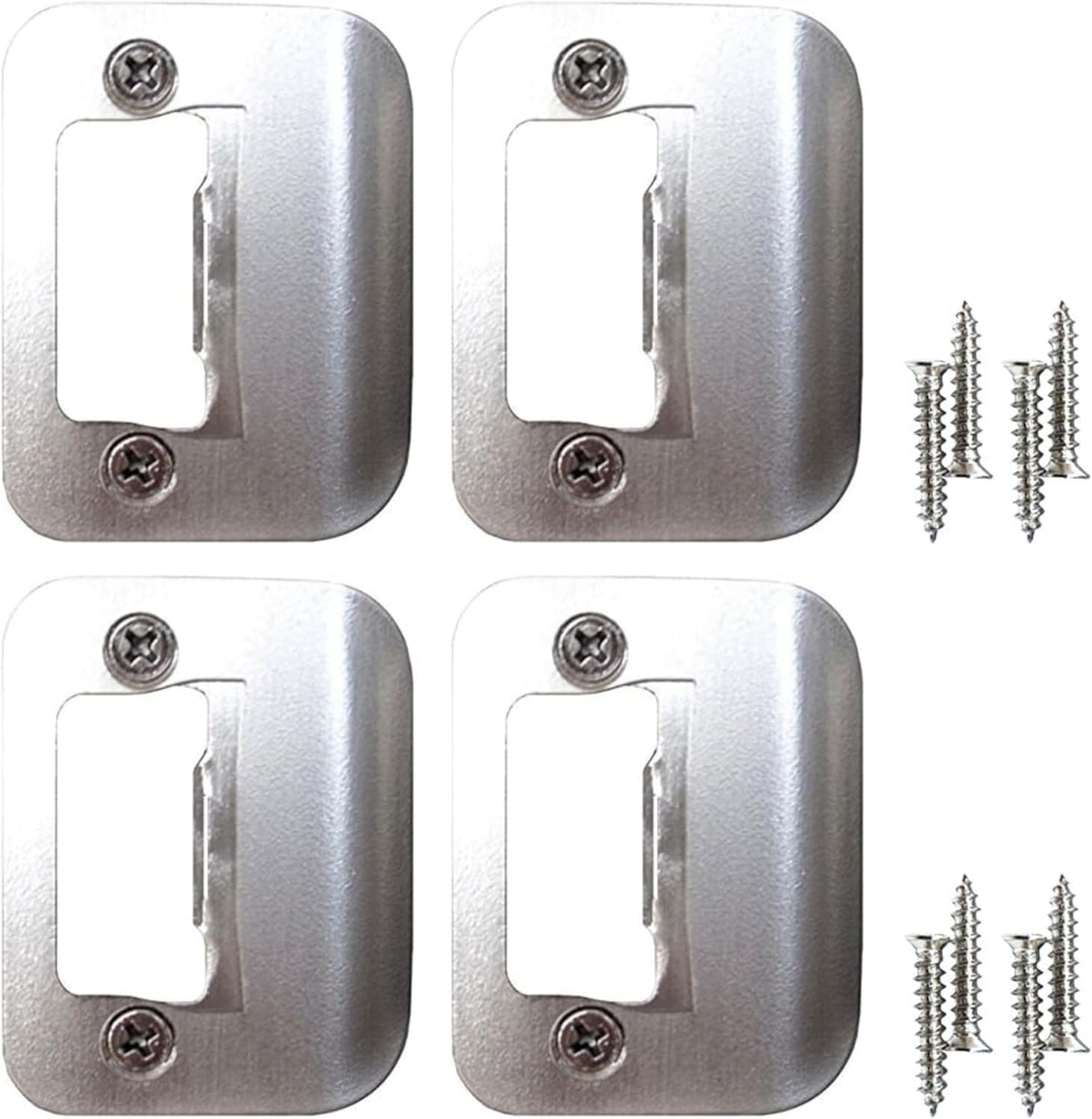 Gator Door Strike Plate 2-1/4" Latch Restorer, Satin Nickel, 4-Pack | Fixes Misaligned & Won't-Latch Doors, No Chiseling, 2-1/4" x 1-3/4", Latch Restorer for Interior & Exterior Doors