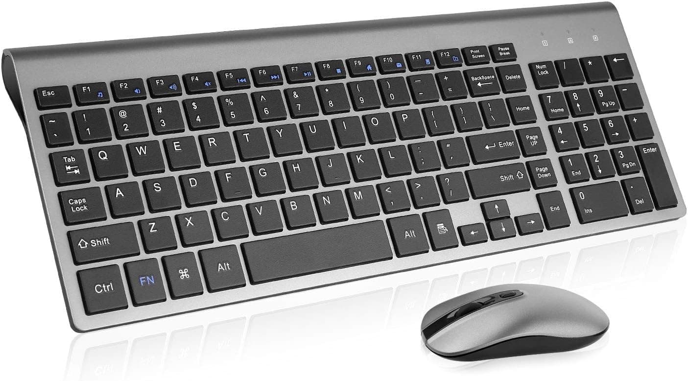 cimetech Combo de teclado y mouse inalámbricos, compacto, silencioso, ergonómico, interruptor de tijera y mouse óptico, teclado inalámbrico sin demoras de 2.4G para computadora, Mac, computadora portátil, PC, Windows - Gris