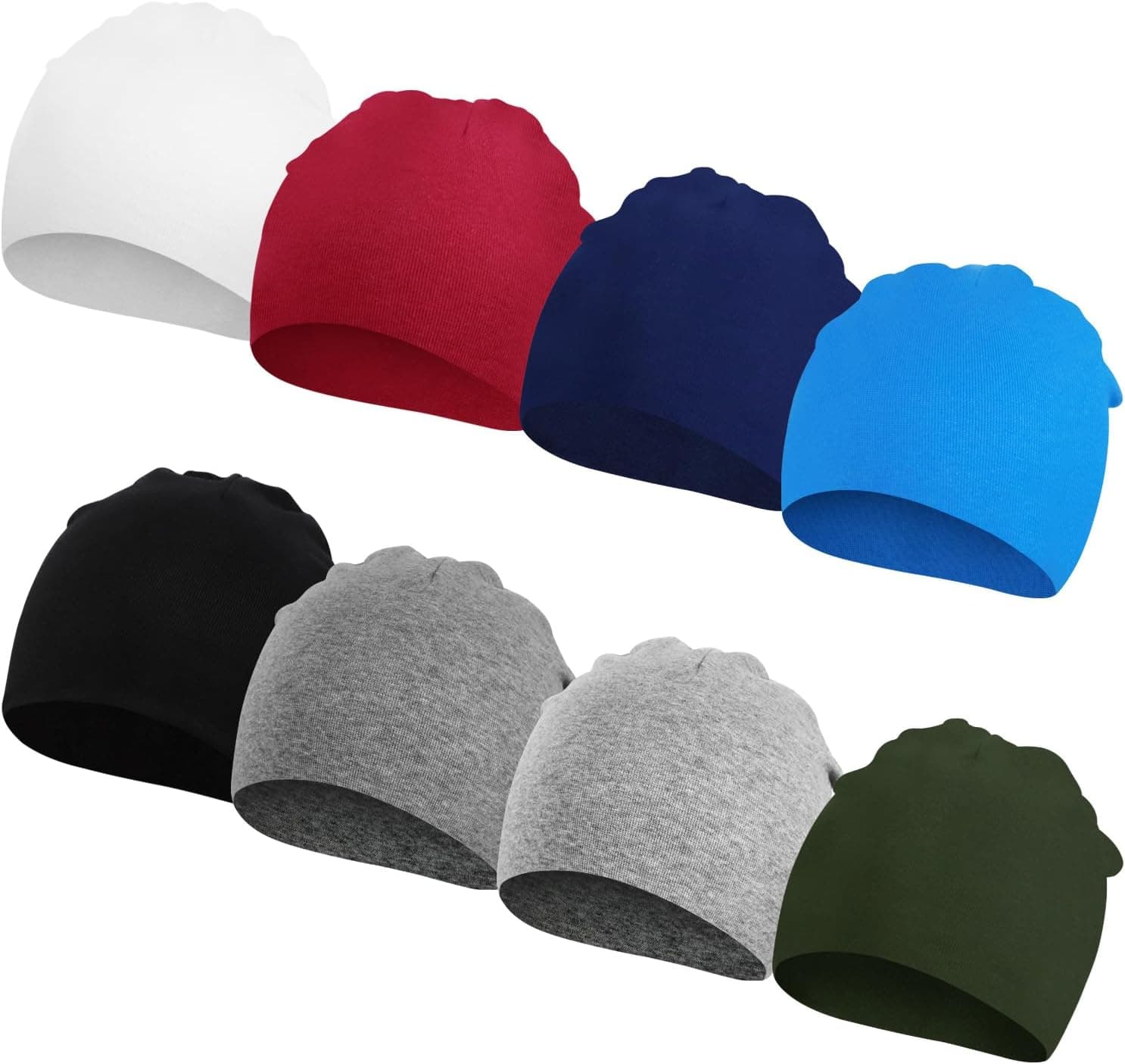 DRESHOW BQUBO Paquete de 8 Gorros Unisex para bebé Gorros para niños pequeños Gorros para bebés Gorro de Punto Suave y Lindo Gorro para guardería