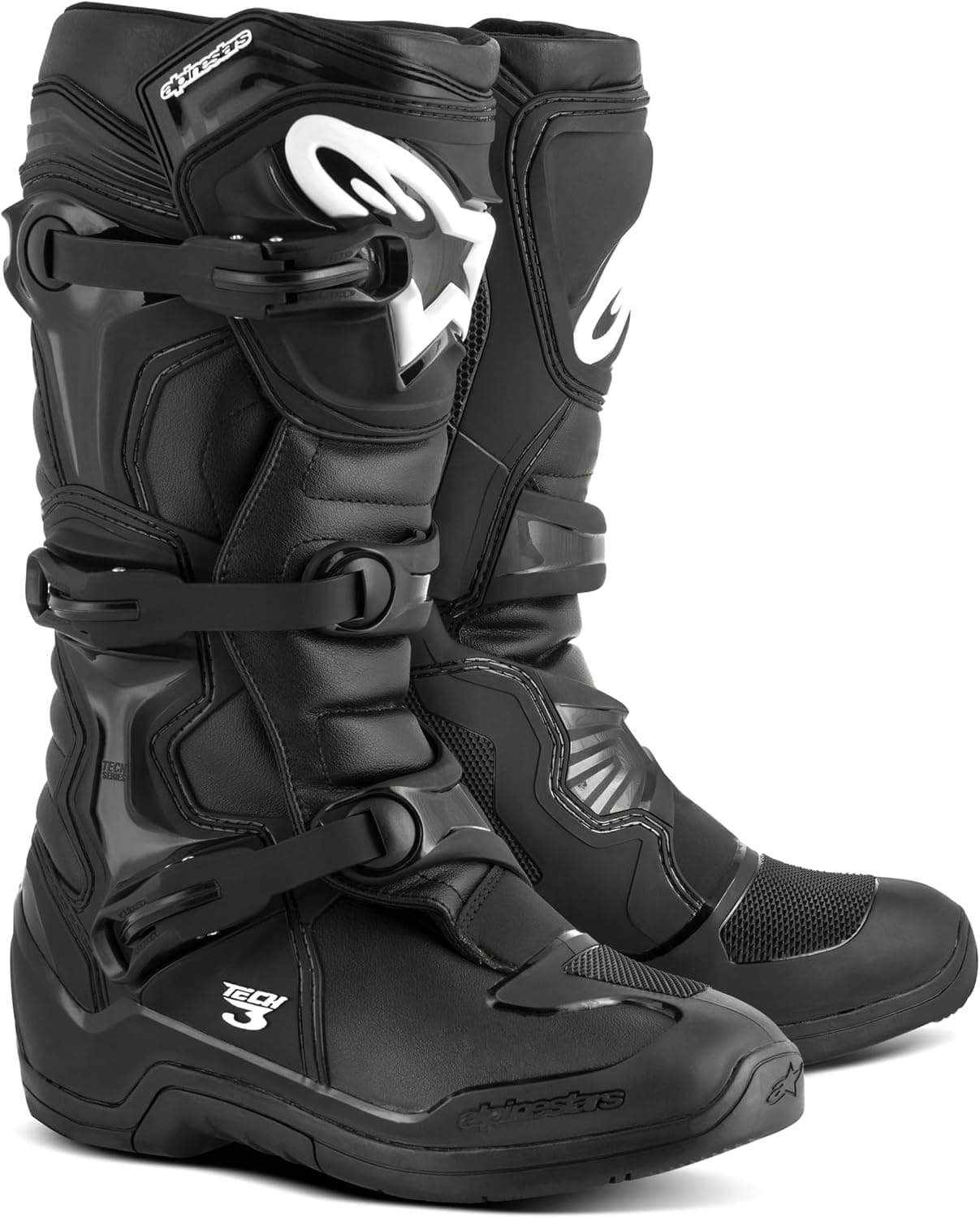 Botas de motocross Alpinestars Tech 3, duraderas y ligeras, con certificación CE para deportes de motor todoterreno, 7, negras