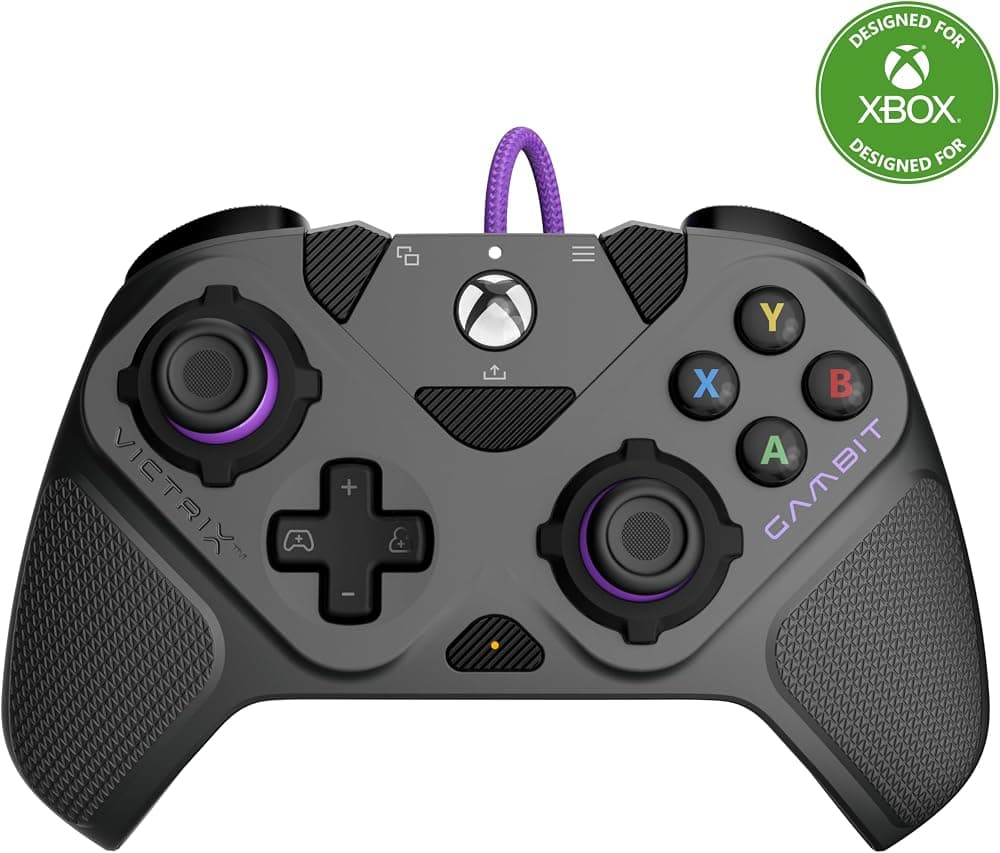 Controlador de juegos con cable Turtle Beach Victrix Gambit Prime para Xbox y PC | Xbox Series X|S, Xbox One, 12 componentes intercambiables, 4 botones asignables, gatillos de embrague de 5 etapas, controles de audio, gris