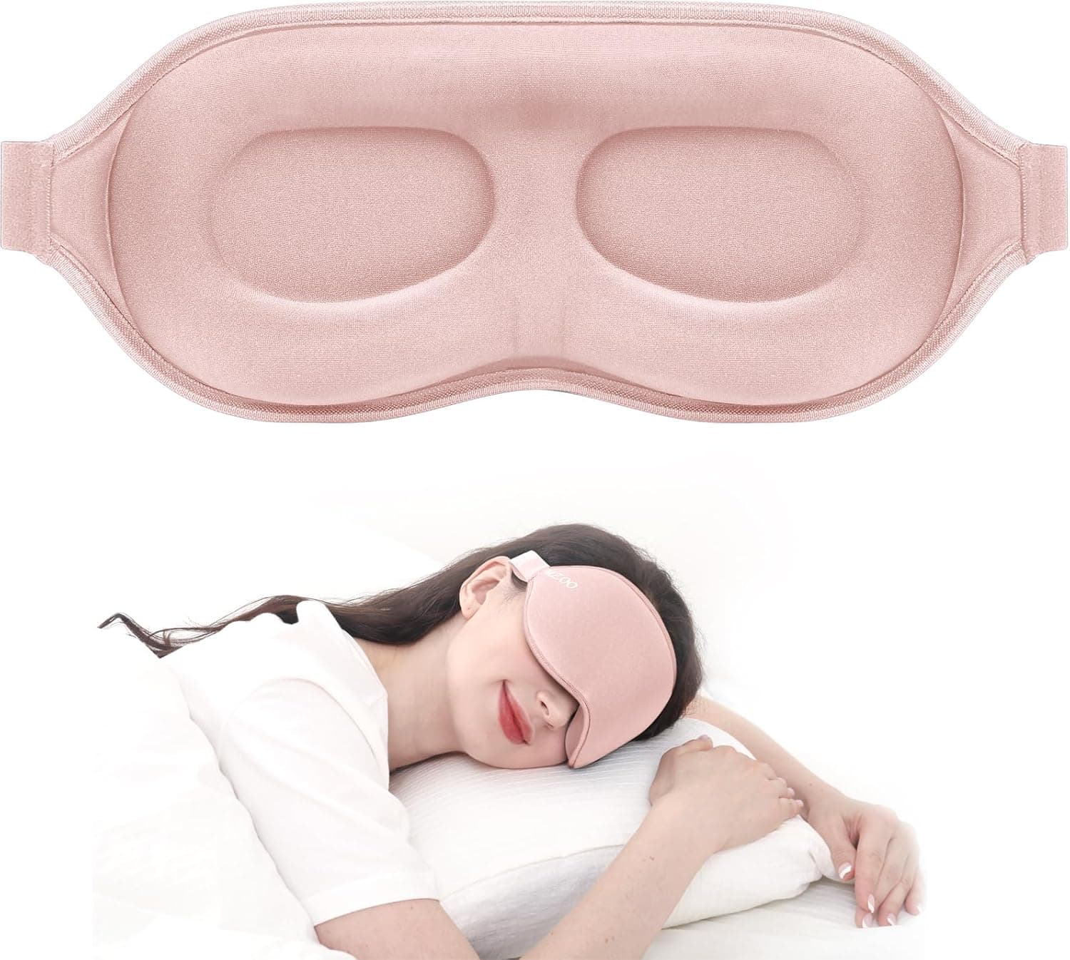 MZOO Máscara para dormir de lujo, 3D espaciosa para pestañas largas que bloquean la luz | Dormir de lado, antifaz para dormir de presión cero, venda suave y transpirable para los ojos, cubierta para los ojos para viajes de siesta en vuelo