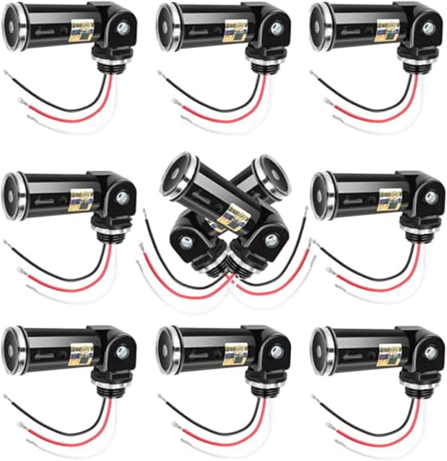 Paquete de 10 sensores de crepúsculo a amanecer/día/noche, interruptor fotoeléctrico, sensor de fotocélula, entrada de 110V/120V/220V/240V, listado UL, resistente al agua IP65, fotocélula para luz exterior (10)