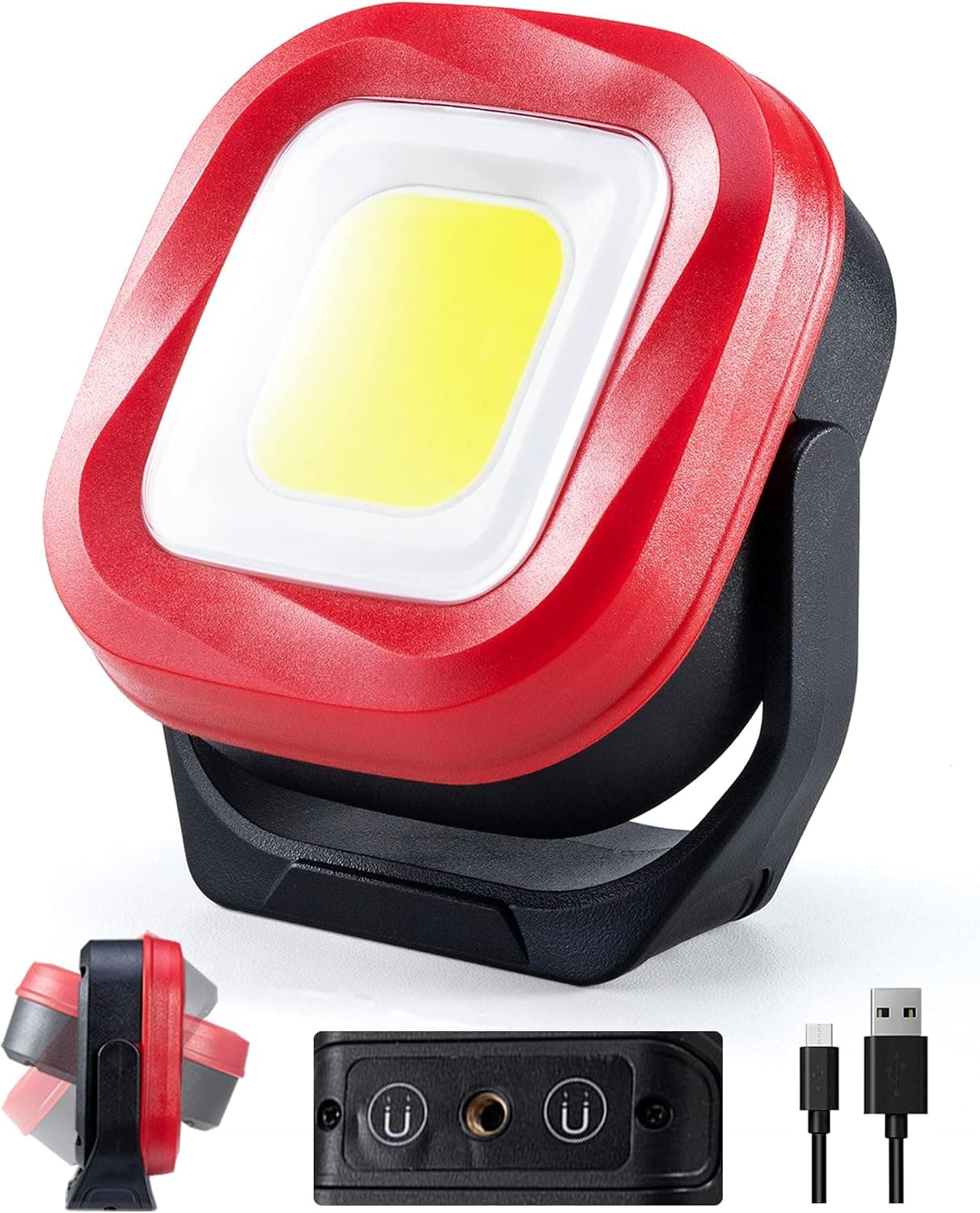 Luz de trabajo LED COB, 42 LED, 1000 lúmenes, linterna magnética portátil recargable, luz de inspección para reparación de automóviles, camping, emergencia e iluminación del lugar de trabajo-2400 mAh (1 PCS)