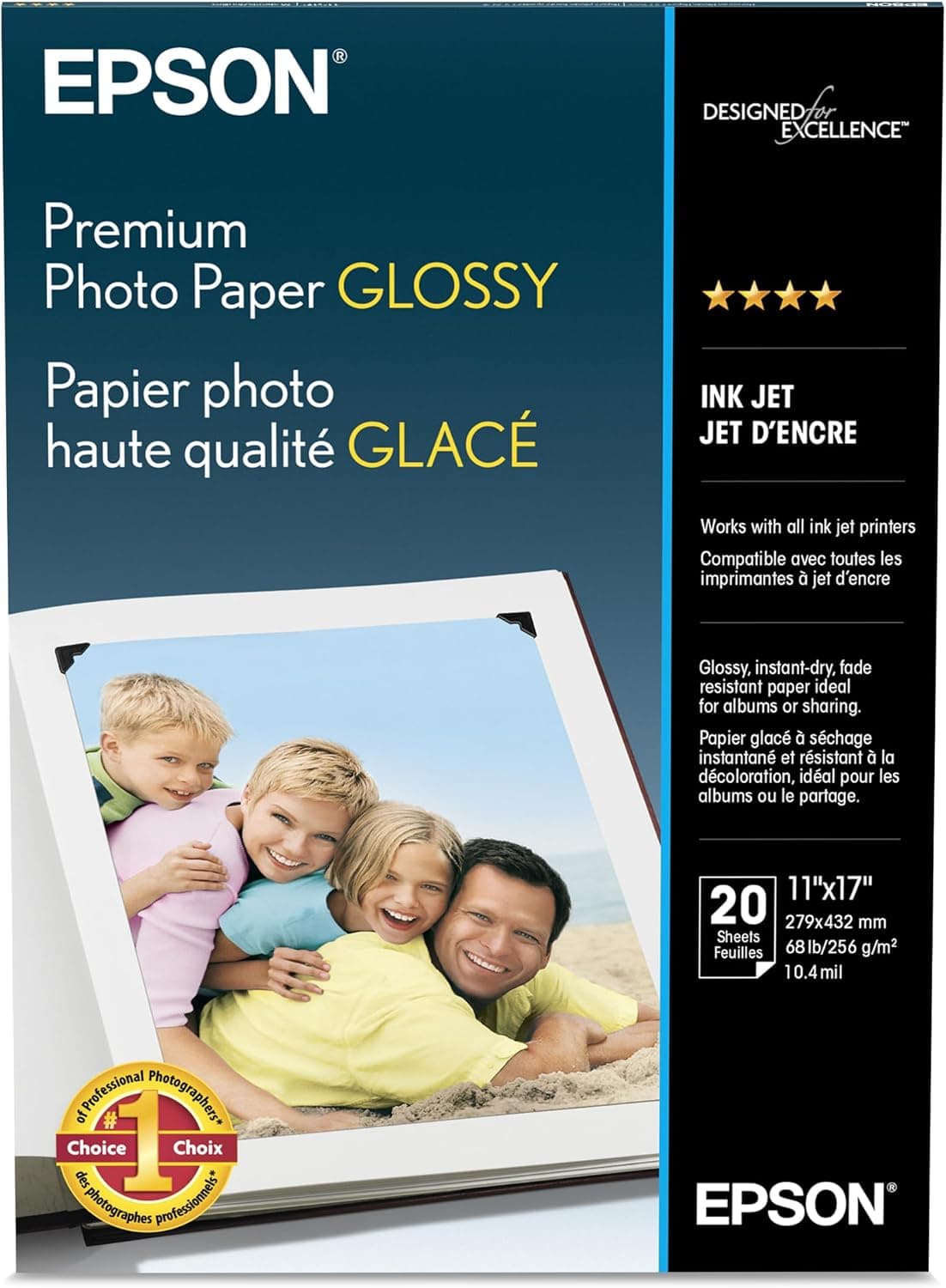 Epson Premium Photo Paper Glossy B tamaño 11x17 20 hojas S041290