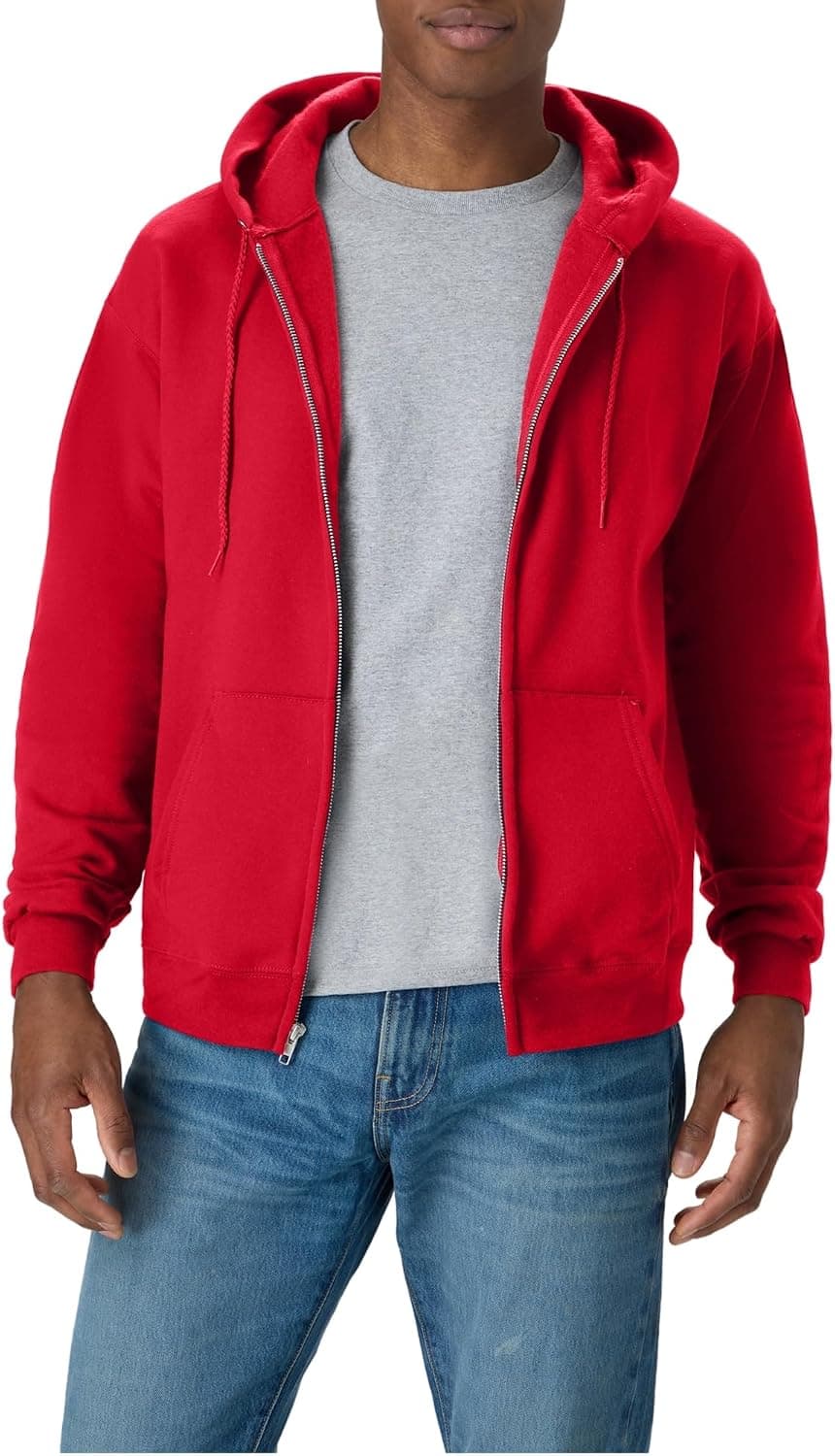 Hanes Sudadera con capucha y cremallera para hombre, Ecosmart Fleece con capucha y cremallera completa para hombre, sudadera con capucha