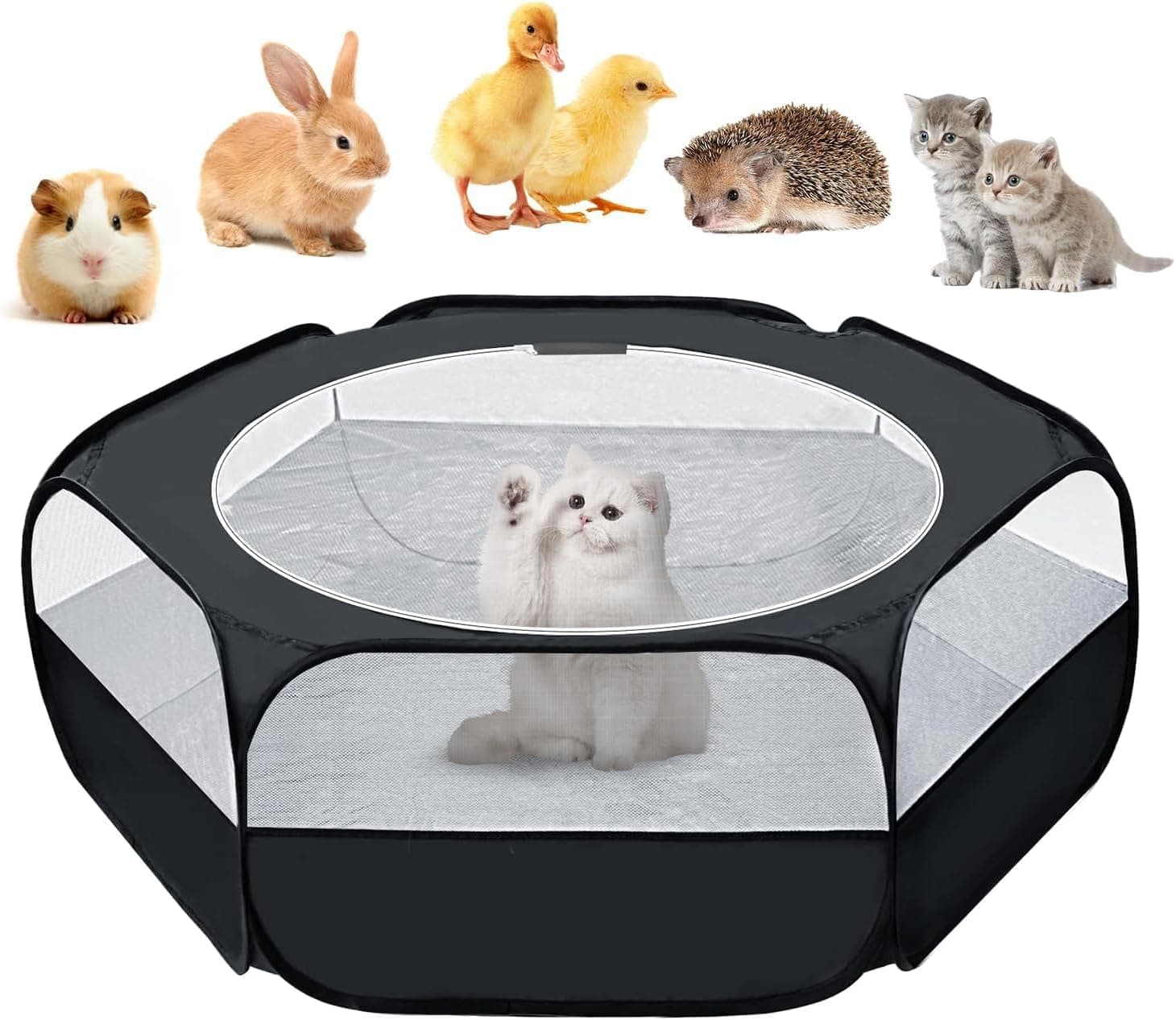 Cobertizo para animales pequeños UWE, cobertizo para mascotas plegable e impermeable, negro | Tienda de campaña de ejercicio para mascotas Anti-Escape, malla transpirable resistente a las picaduras, base a prueba de fugas, almacenamiento plegable fácil, interior y exterior para mascotas