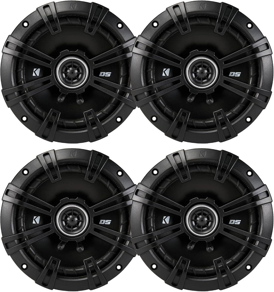 KICKER Altavoces de audio coaxiales para coche de 6,5 pulgadas, 240 W, potencia máxima, 2 vías, 4 ohmios (cantidad 4)