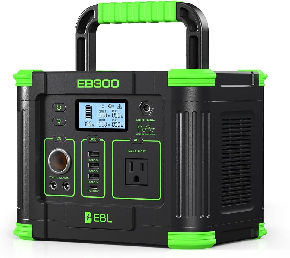 Generador solar portátil de la central eléctrica 288.6Wh 330W de EBL para acampar | Generador solar con salida de CA de 330 W, luz LED SOS, batería de respaldo de carga inalámbrica para camping, exteriores, apagón doméstico, RV