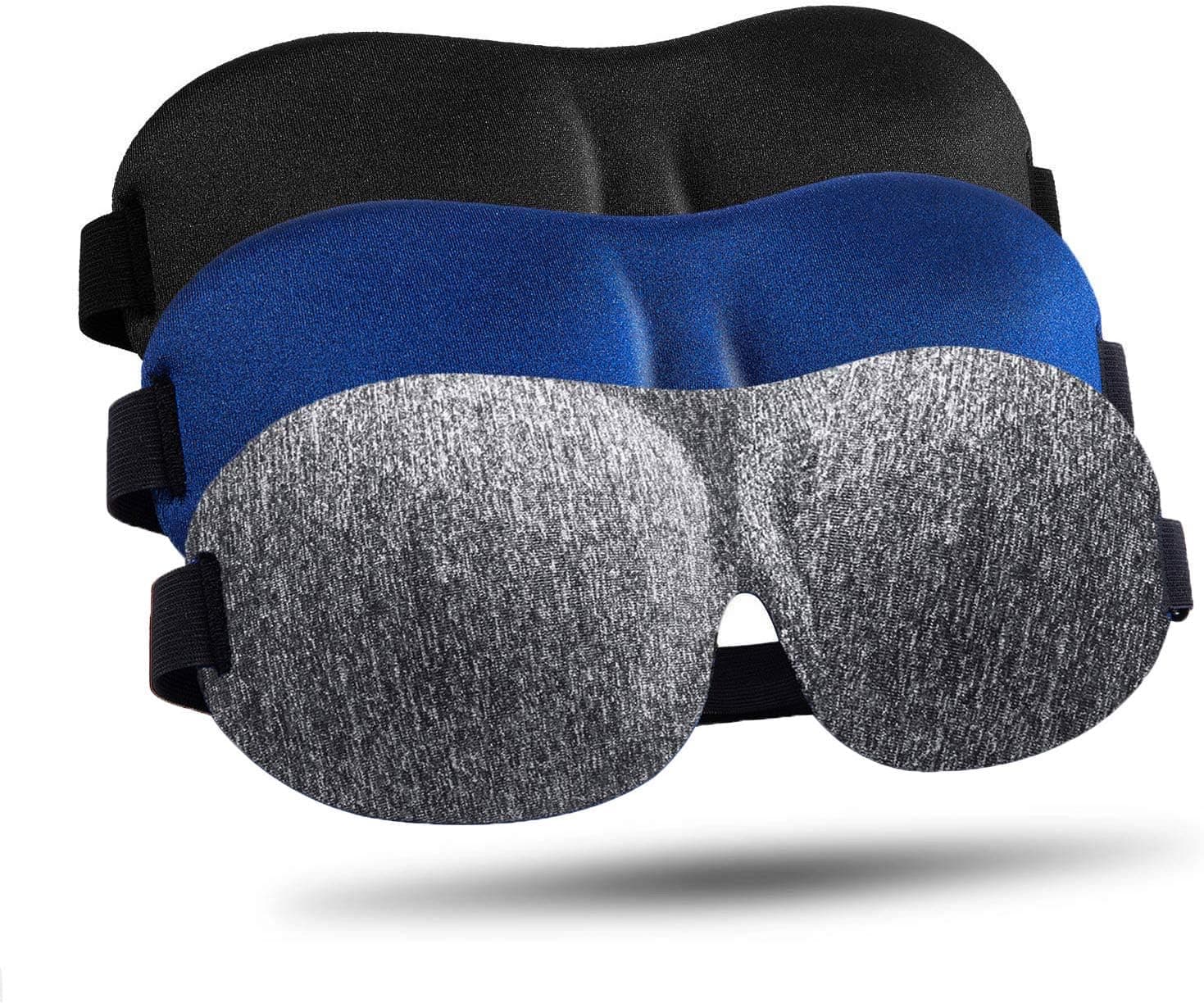 LKY DIGITAL Antifaz para dormir para personas que duermen de lado, paquete de 3, antifaz opaco 3D | Cero presión ocular, súper ligero, ajustable, transpirable, para hombres y mujeres, para dormir de lado/espalda/estómago, viajes y meditación
