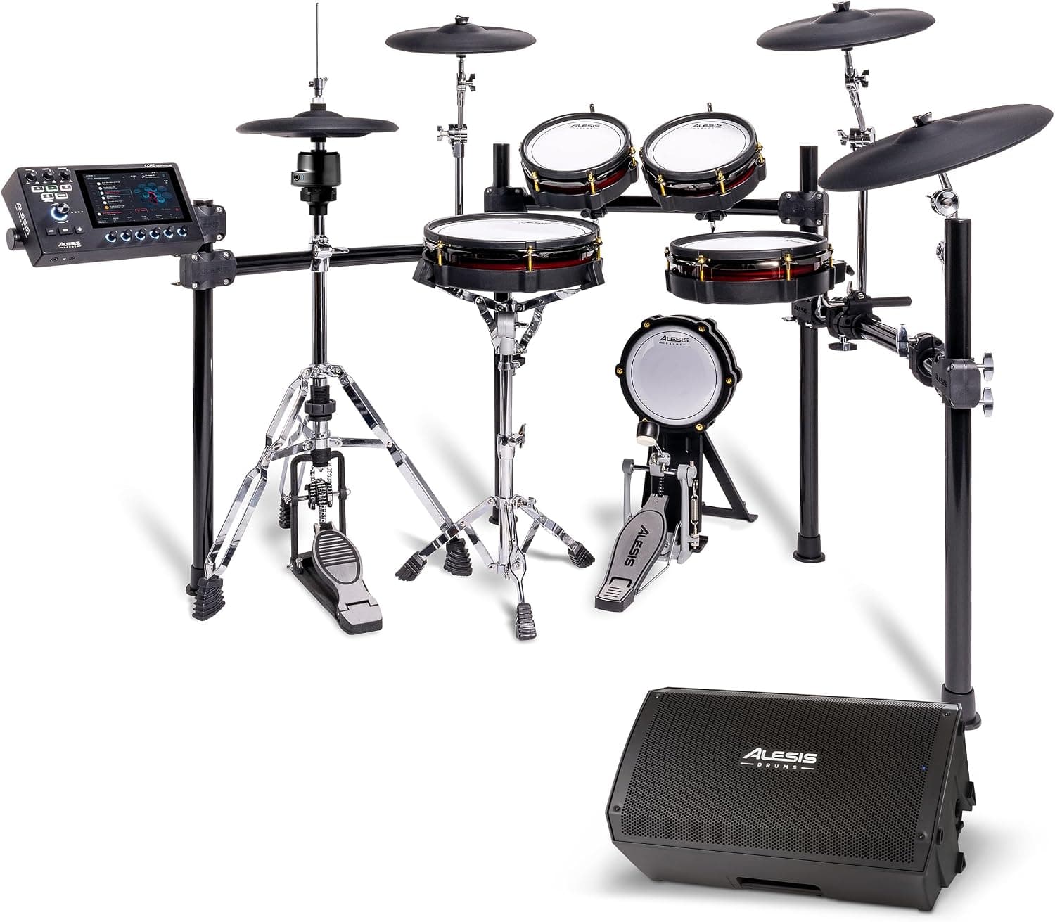 Alesis Strata Core and Strike Amp 8 MK2 - Electric Drum Set with Triple Zone Cymbals, Active Magnetic Hi-Hat, and 8 Inch 2000W Amp Speaker, with Bluetooth