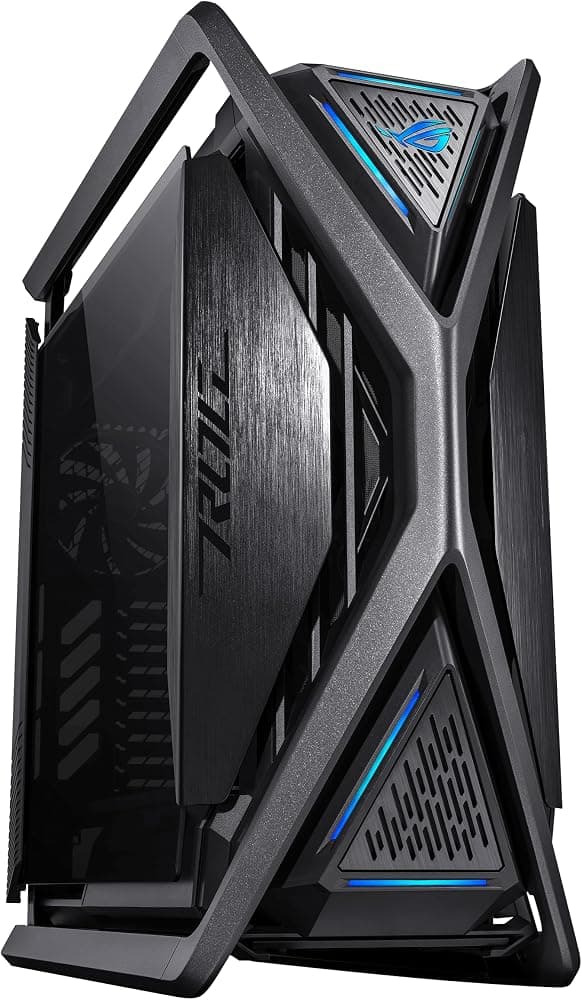 Caja para PC ROG Hyperion GR701 BTF Edition, compatible con placas base ATX BTF, radiador de hasta 420 mm, 4 ventiladores de 140 mm, soporte metálico para GPU, almacenamiento de componentes, concentrador de ventilador ARGB, carga rápida de 60 W, 2 años de garantía