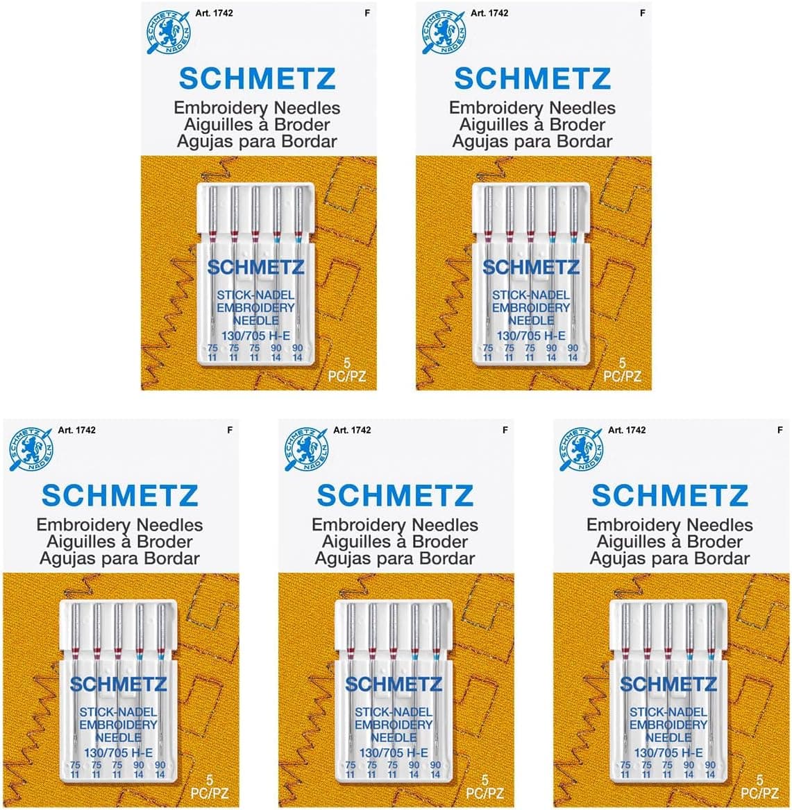 Agujas para máquina de coser SCHMETZ, agujas de precisión, tamaños surtidos, 5 tarjetas de agujas, paquete de 5