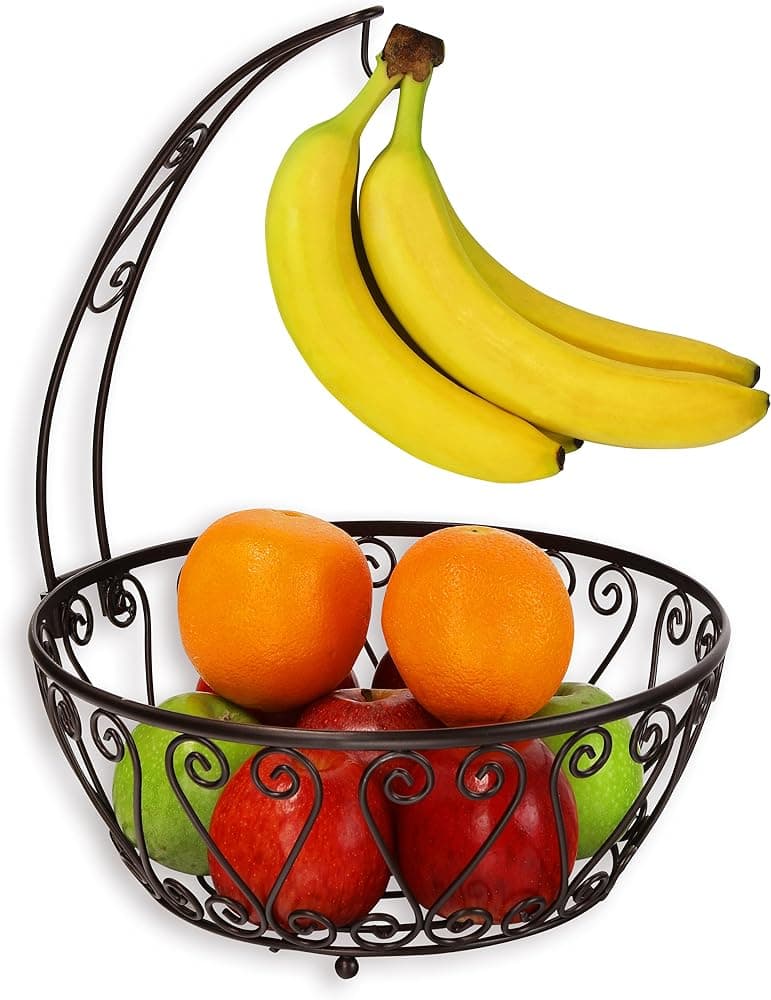 SimpleHouseware Frutero con colgador de plátano, Bronce