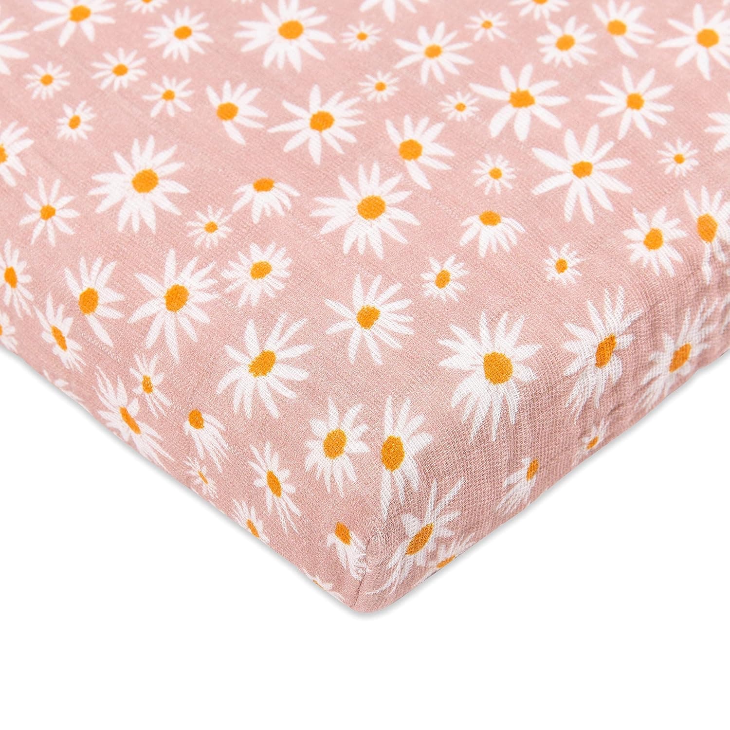 Babyletto 100% Organic Cotton All-Stages Midi Crib Sheet in Daisy | GOTS-Certified 100% Organic Cotton Midi Crib Sheet - 360° Fitted, Ultra-Soft & Breathable Muslin For Safe, Cozy Sleep