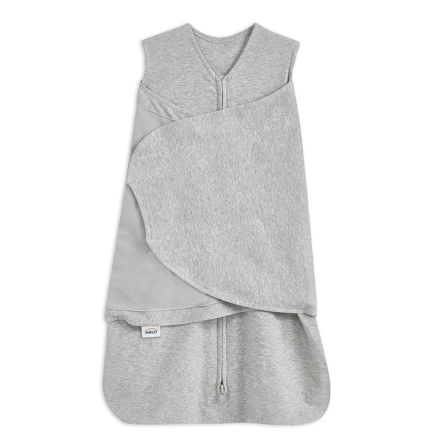 HALO Saco de dormir 100% algodón, manta portátil ajustable en 3 direcciones, TOG 1.5, gris jaspeado, pequeño, 3-6 meses
